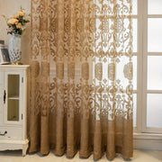Golden Jacquard Sheer Curtain Grommet Top for Bedroom Living Room Home Decor