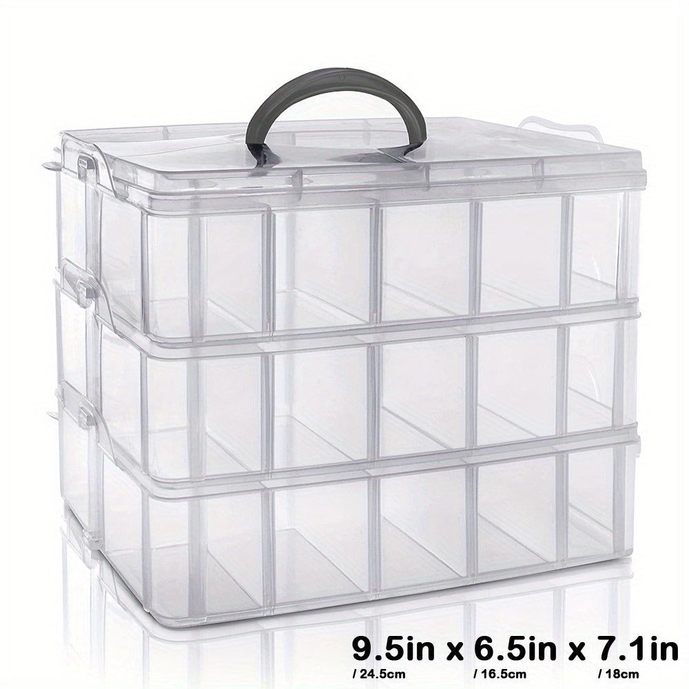 Organizador de almacenamiento grande de 3 capas con 30 compartimentos ajustables para joyas y productos de belleza