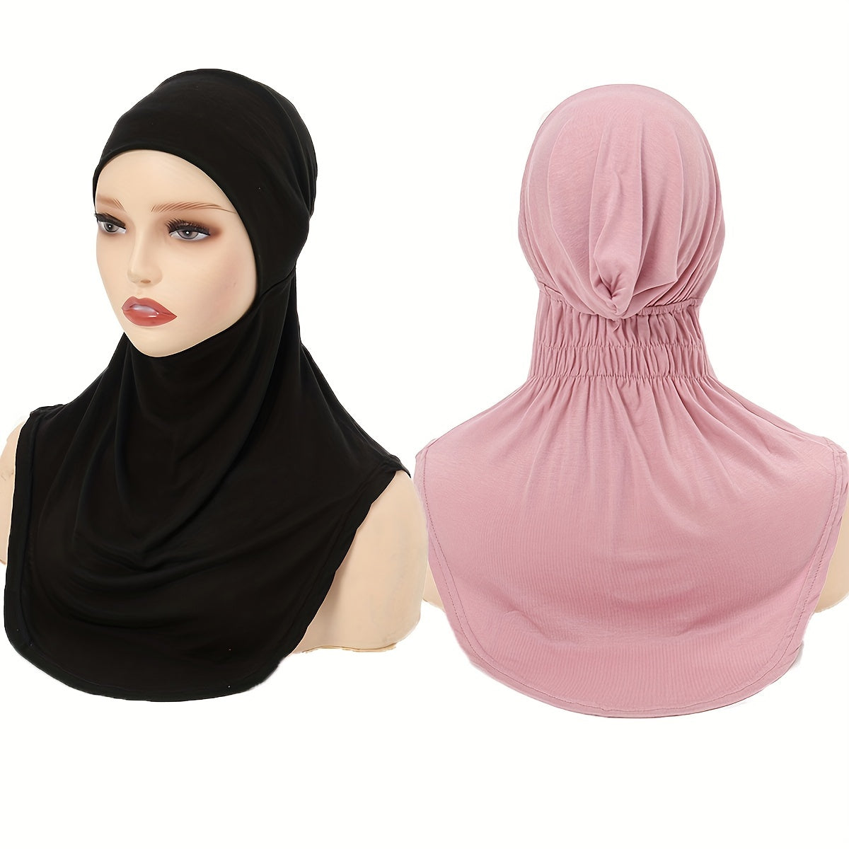 Breathable Instant Hijab Cap for Women Solid Color Lightweight Sun Protection