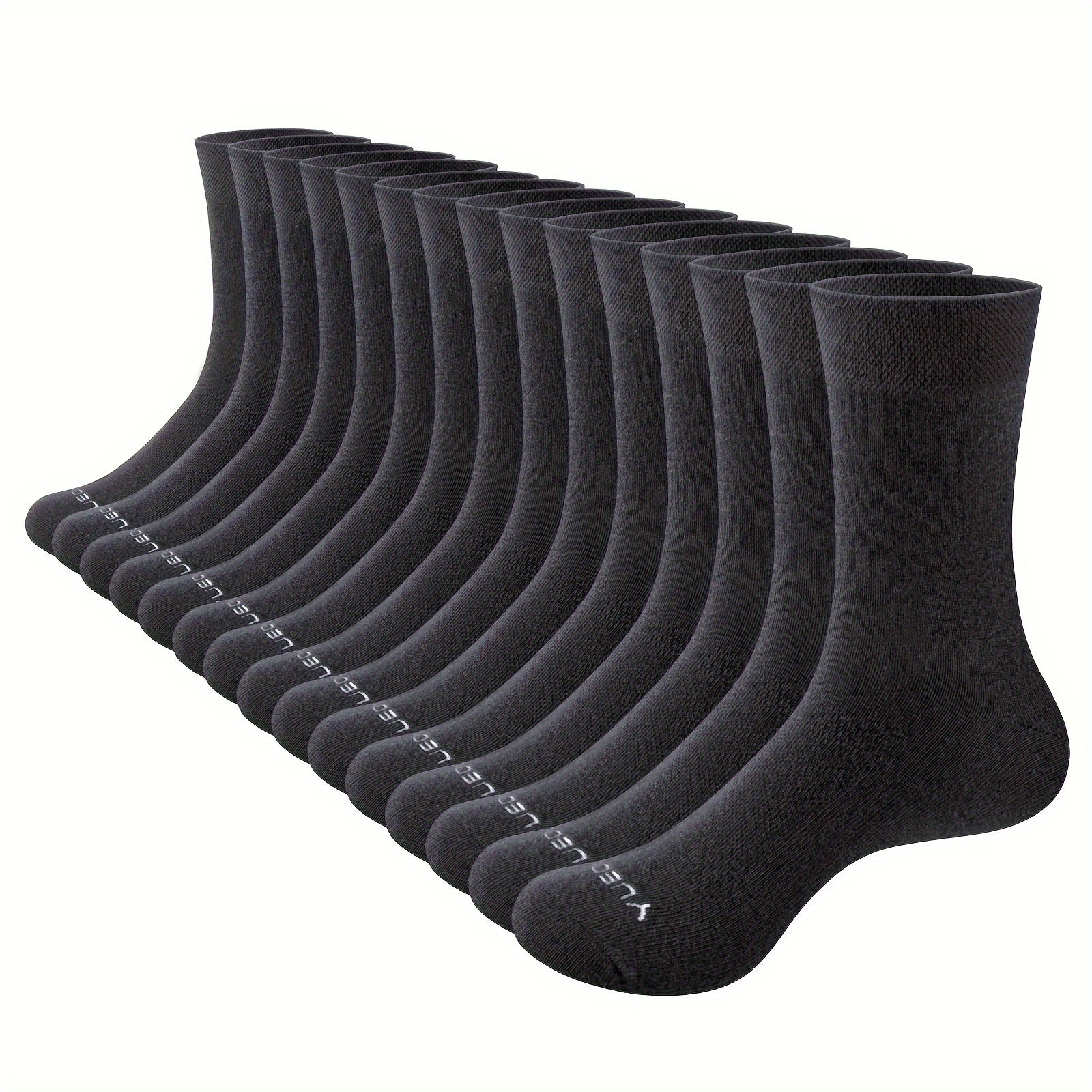 Men's Business Socks 15 Pairs Cotton Blend Solid Color Breathable Dress Socks