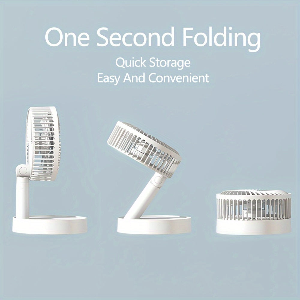 20.32cm Portable Folding USB Desk Fan with Rechargeable Battery, 4 Speeds, Adjustable Height