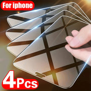 4 Pack Tempered Glass Screen Protectors for iPhone 11-14 Pro Max X XR XS Max Mini
