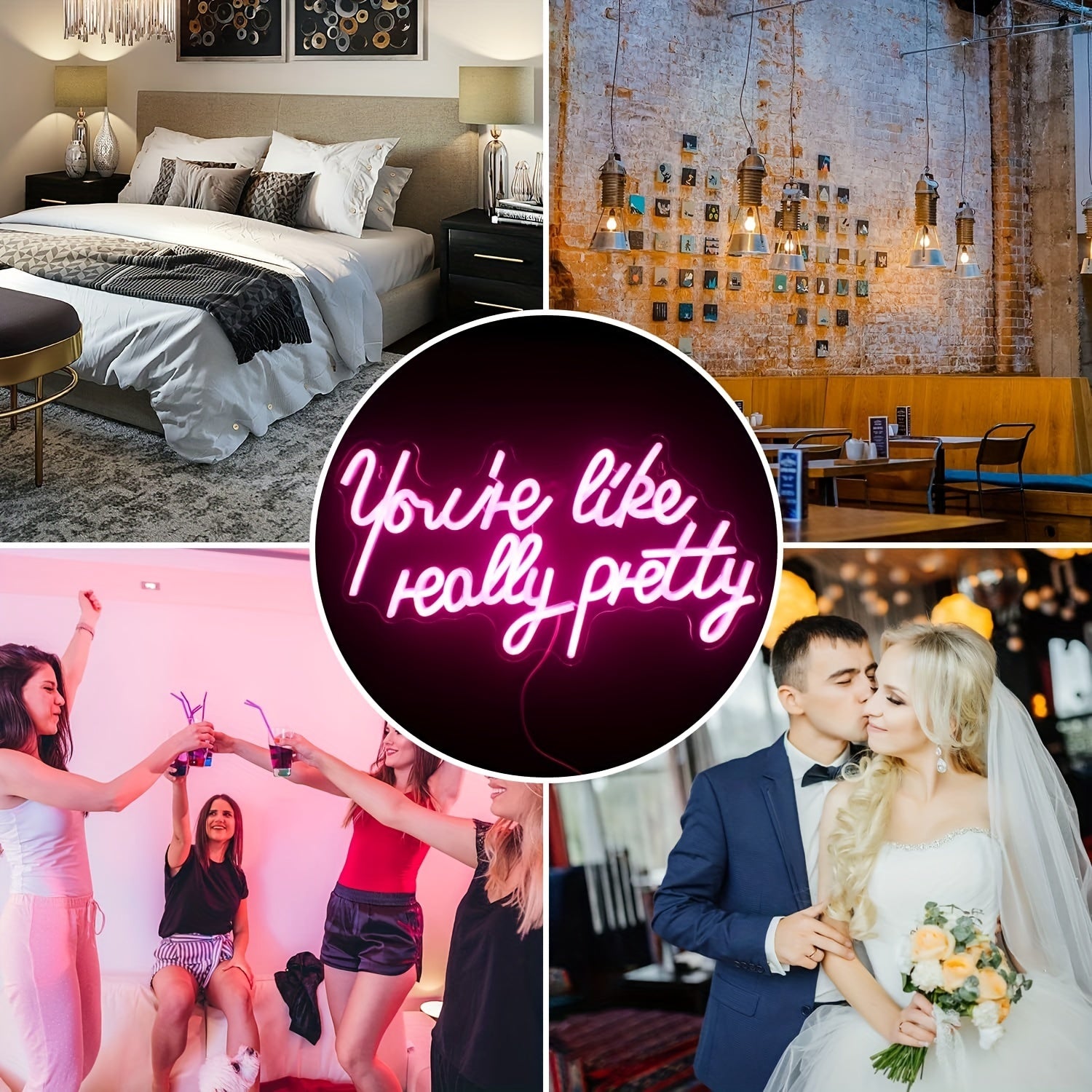 Pink Neon Wall Decor Light with "You're Like Really Pretty" Message