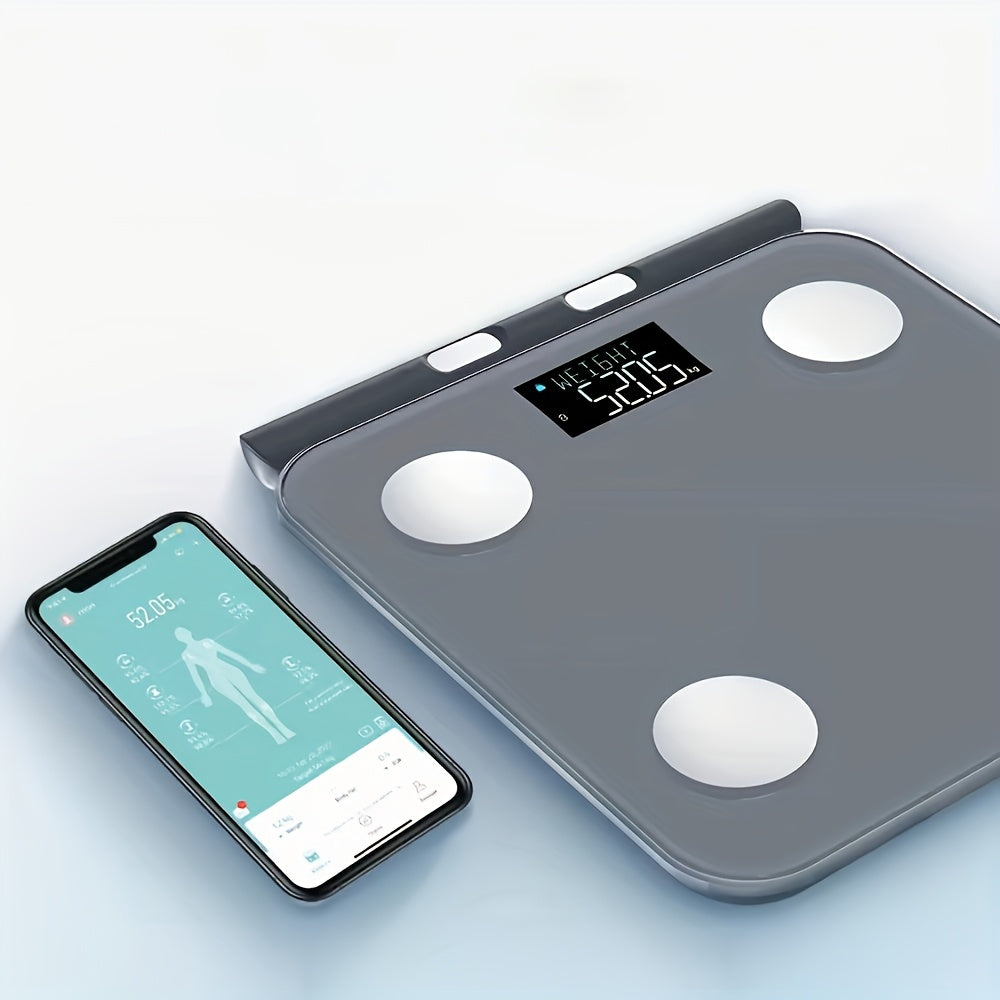 Smart 8-Electrode Body Fat Scale LED Display Wireless Battery Powered Stainless Steel Electrodes