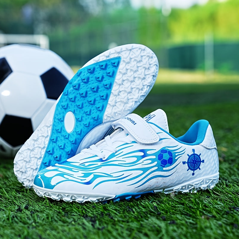 Boys' Breathable Non-Slip Soccer Shoes Blue White Geometric All-Season
