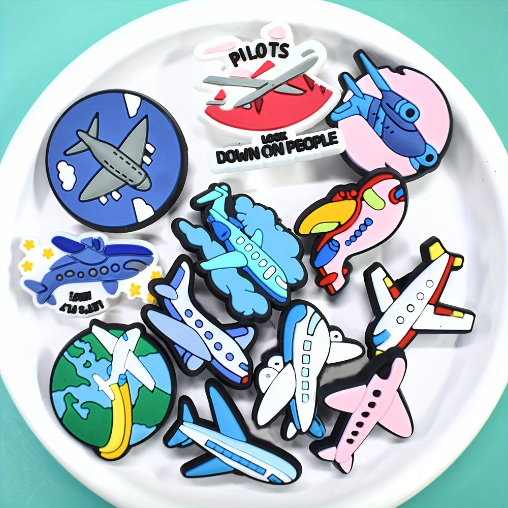 16pcs Kids Plastic Plane Shoe Charms Aircraft Airplane Shoe Accessories