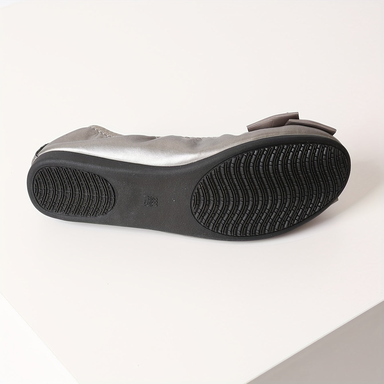 Zapatos planos de ballet para mujer con detalle de lazo, zapatos sin cordones en gris claro para todas las estaciones