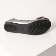 Women's Ballet Flats with Bow Detail Light Gray Slip-On Shoes All-Season