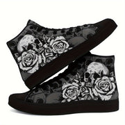 Skull and Rose High-Top Canvas Shoes Breathable Durable Outdoor Casual Sneakers