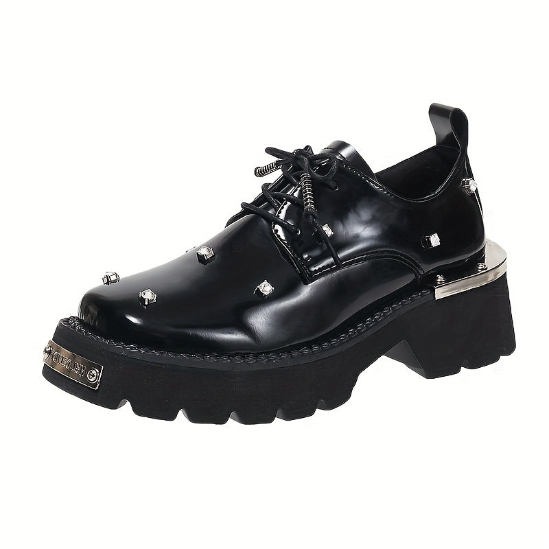 Women's Punk Platform Loafers Synthetic Cover Chunky Rubber Sole