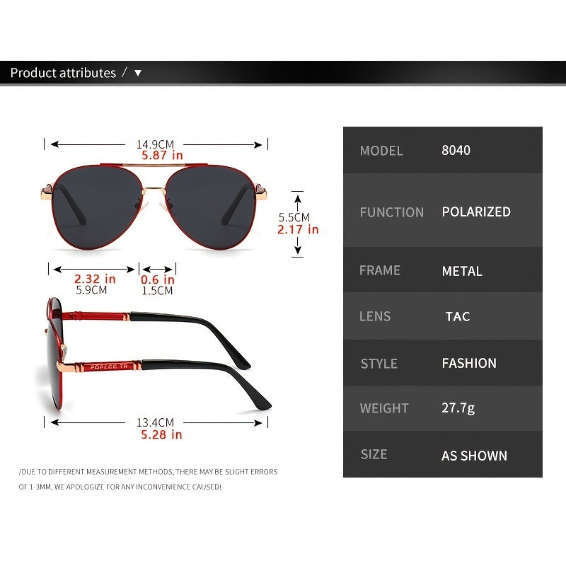 Polarized Pilot Sunglasses for Men with Case for Outdoor Sports Cycling Fishing Driving