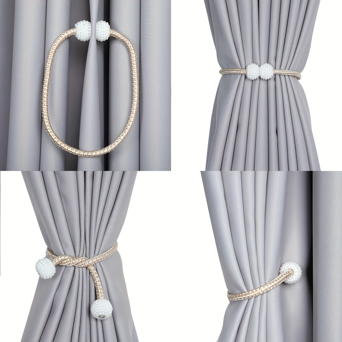 Set of 2 Magnetic Curtain Tiebacks for Home Office Window Drapes