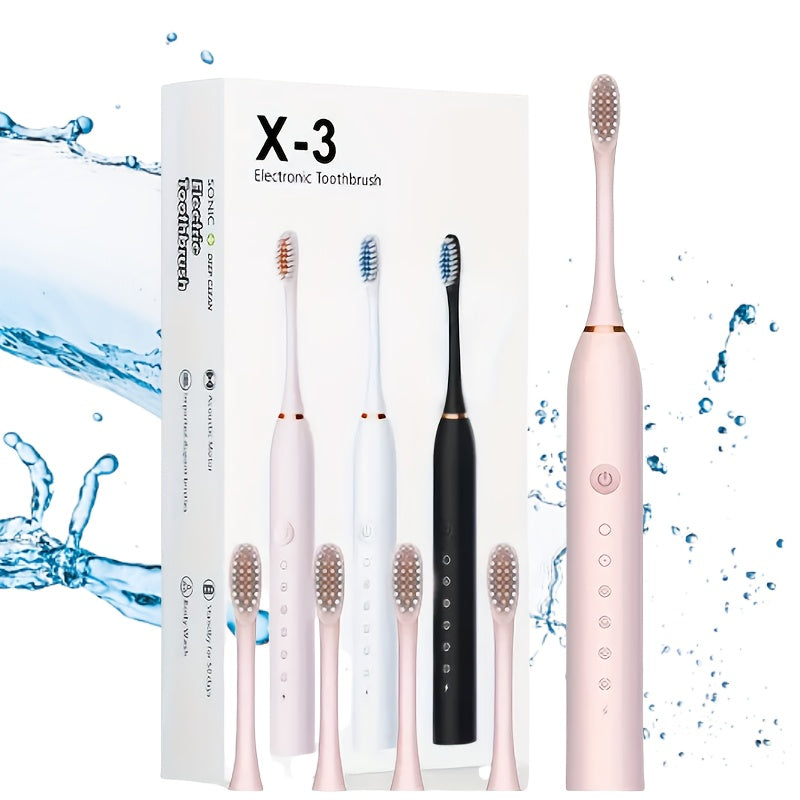 Взрослая перезаряжаемая электрическая зубная щетка с несколькими режимами и насадками