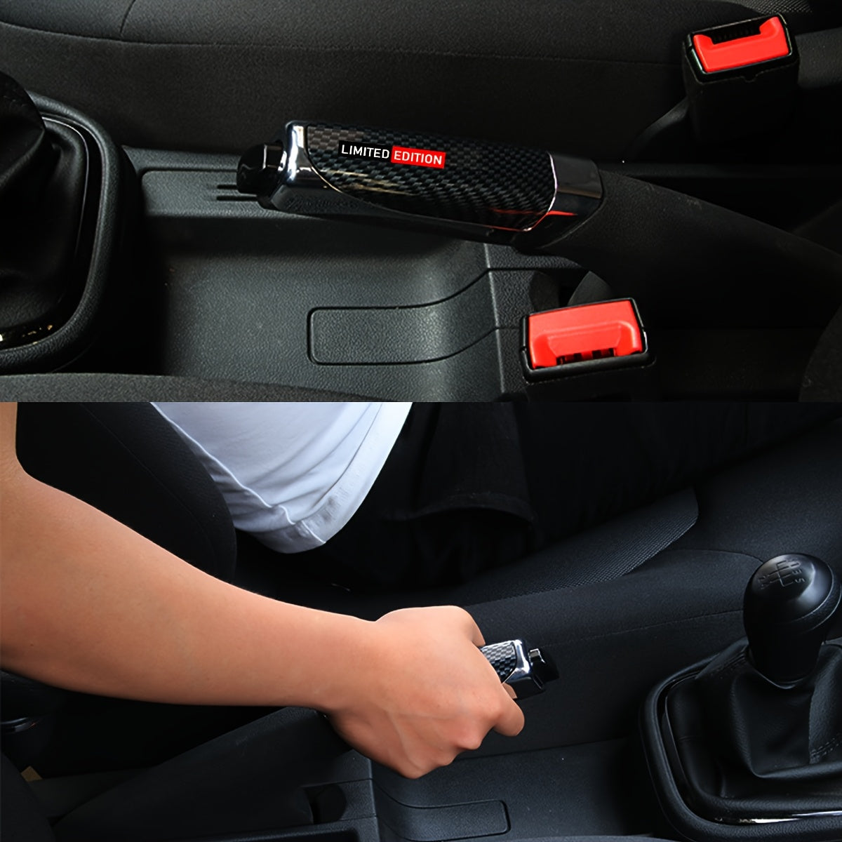 Universal ABS Handbrake Grip Cover with Carbon Fiber Texture for Kia Toyota Lexus Vehicles