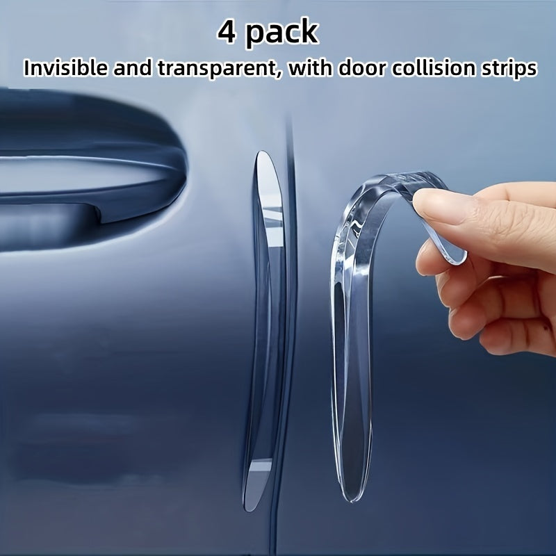 4Pcs Car Door Side Protection Strips TPU Scratch-Proof Anti-Collision
