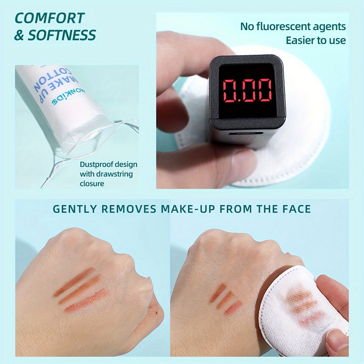 Breathable Double-Sided Makeup Remover Pads 150 300 600 Pcs for Face Cleansing
