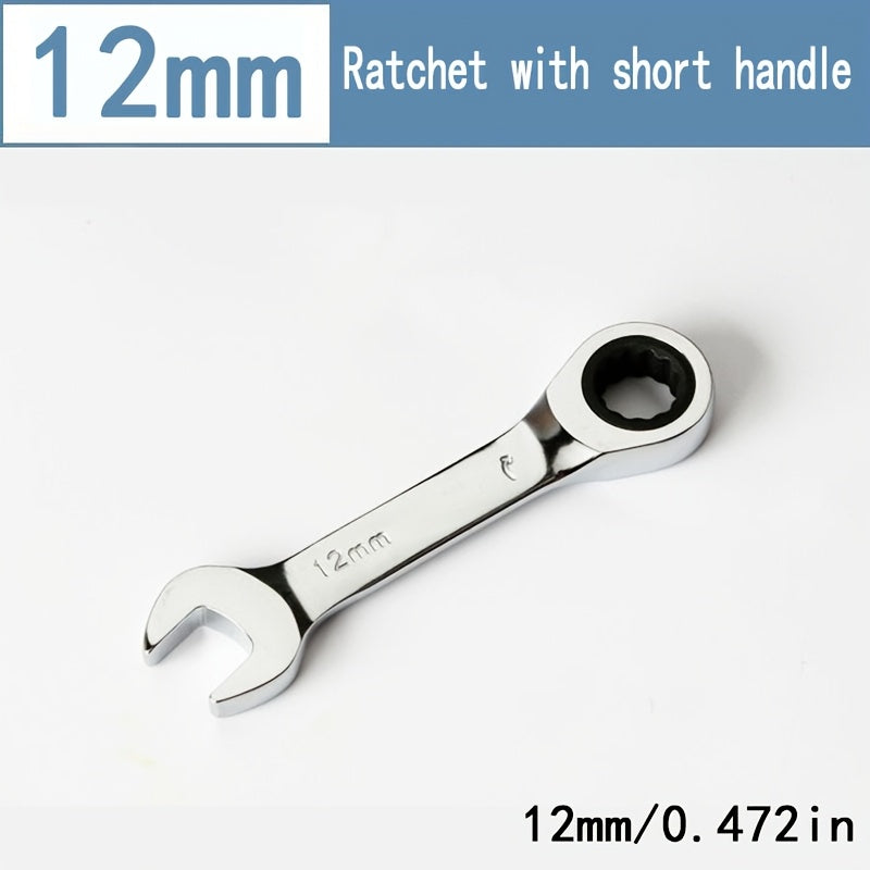 Mini Two-Way Ratchet Wrench, 72 Tooth, Metal Open-End, Durable Rust-Proof
