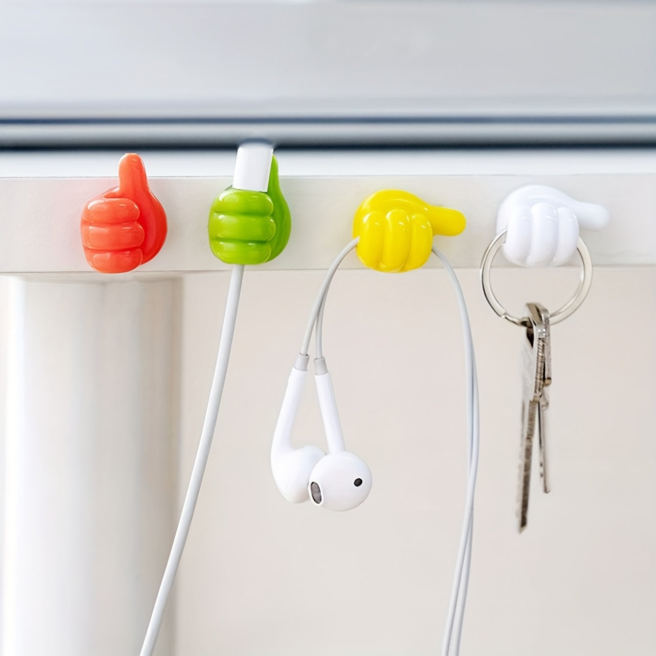 Colorful Wall Hooks No-Drill Cable Organizers for Bathroom Kitchen Keys Earphones