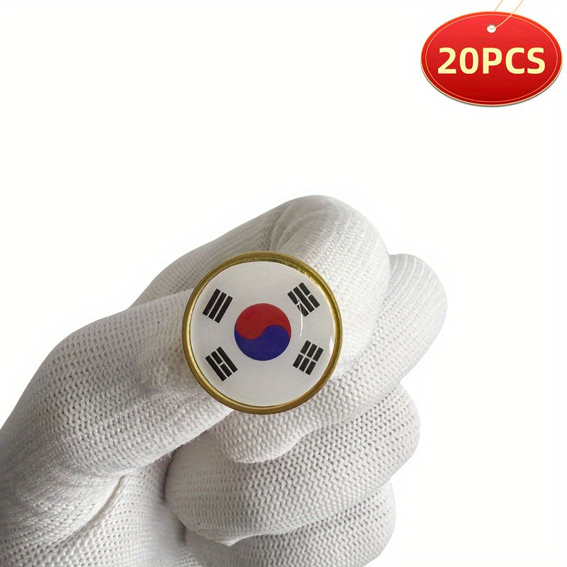 Set of 20 South Korea Flag Lapel Pins Alloy Brooches for Suits and Jackets