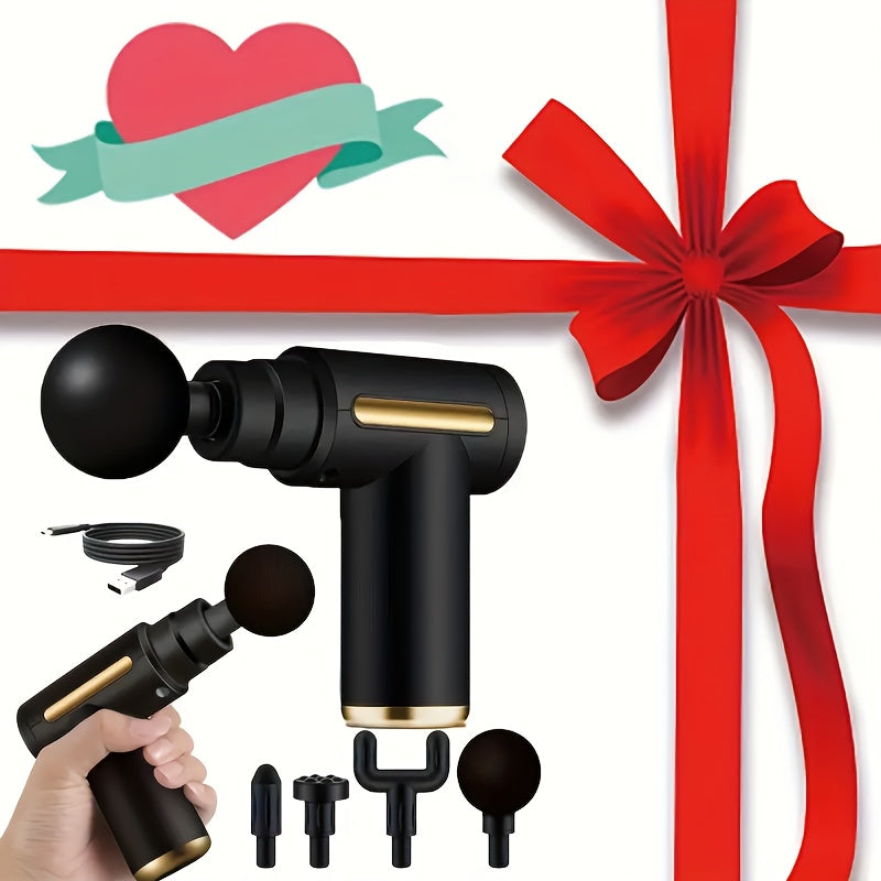 80W Mini Pro USB Rechargeable Massage Gun with 4 Accessories and Lithium Battery