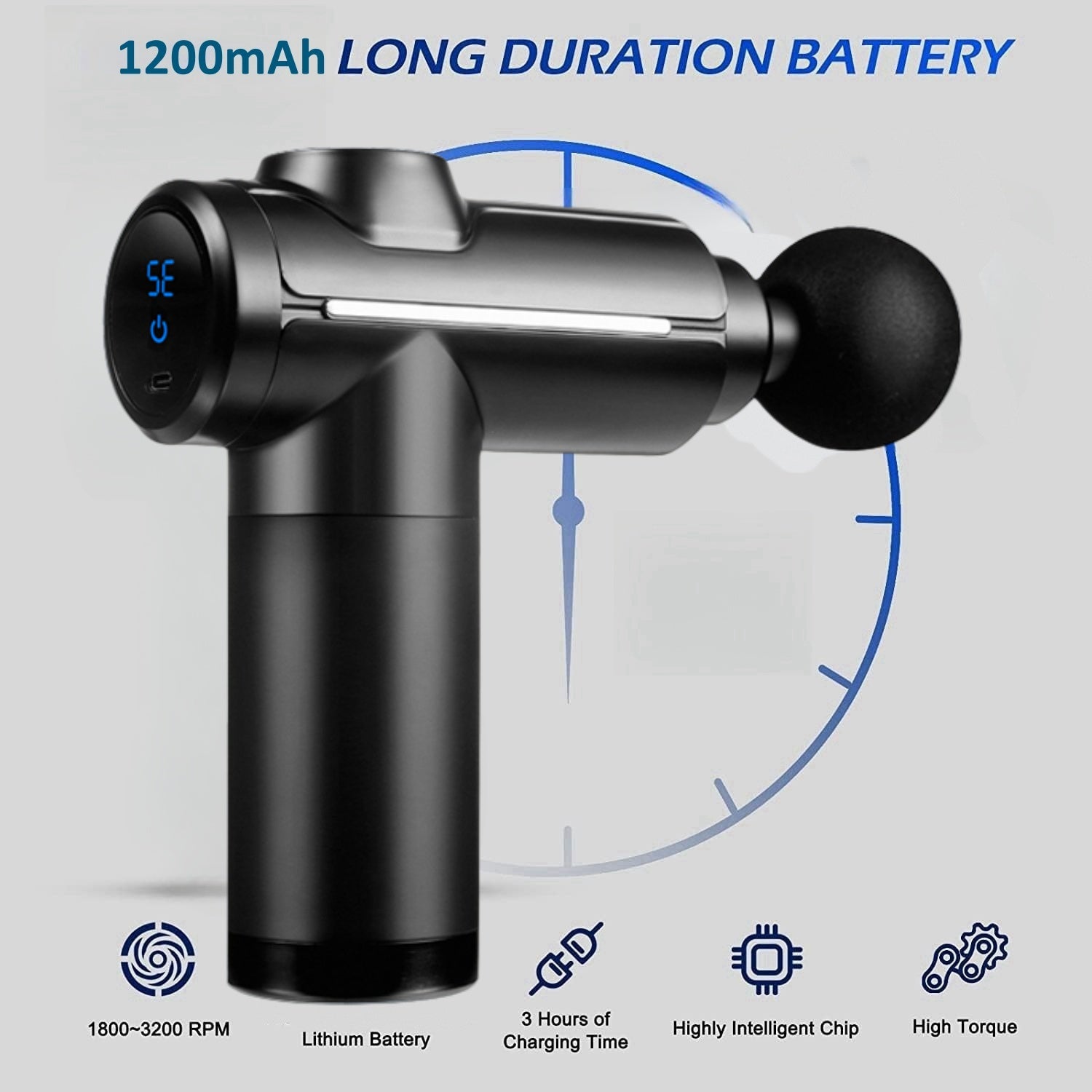 Ultra-Compact Deep Tissue Massage Gun with 8 Heads USB Rechargeable High-Torque Motor