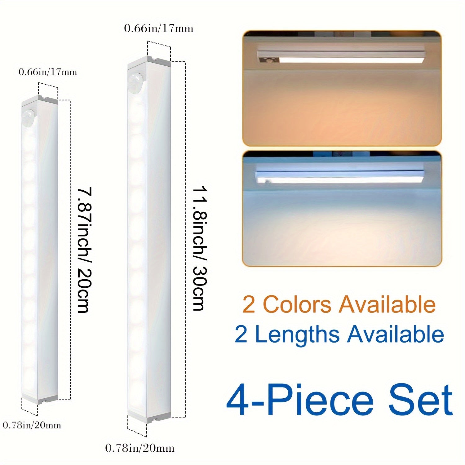 4-Pack Wireless Under Cabinet Lights with Motion Sensor USB Rechargeable LED for Kitchen Bedroom Nursery