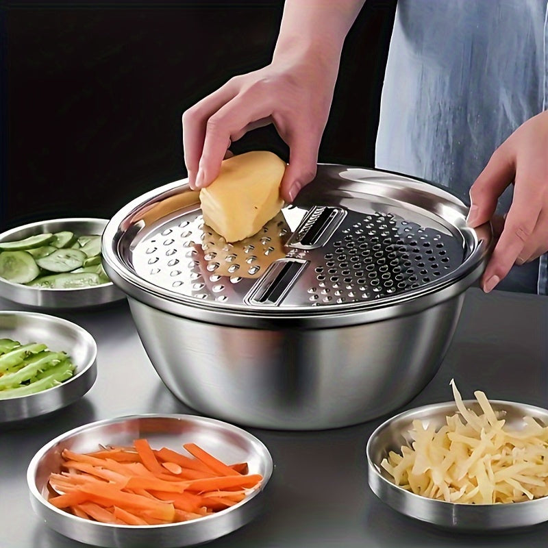 Filtrlash va aralashtirish uchun tishli tarmoq bilan zanglamaydigan po'latdan yasalgan oshxona to'plami, turli pishirish usullari uchun mos.