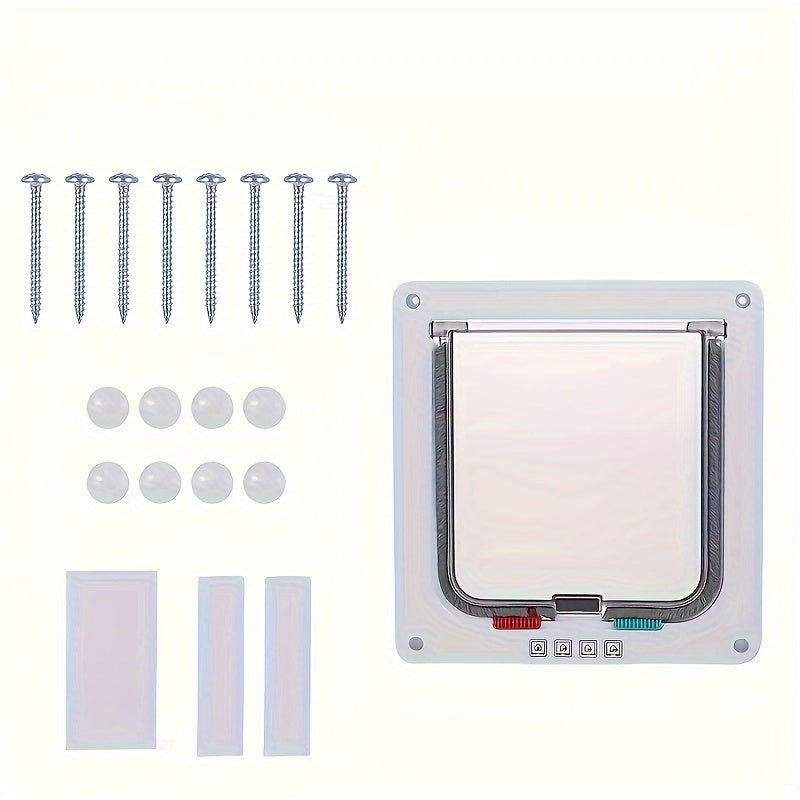 4-Way Lockable Clamshell Pet Door for Cats with Multiple Access Settings and Size Options