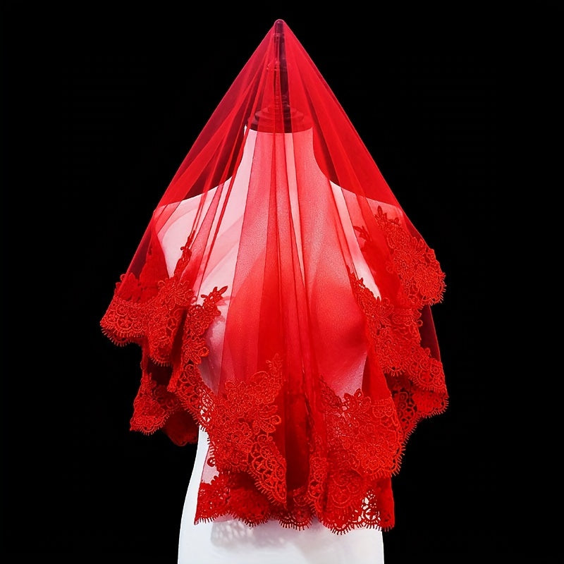 Vintage Style Bridal Veil with Crown and Beaded Lace Embellishments, Sheer Wedding Shawl