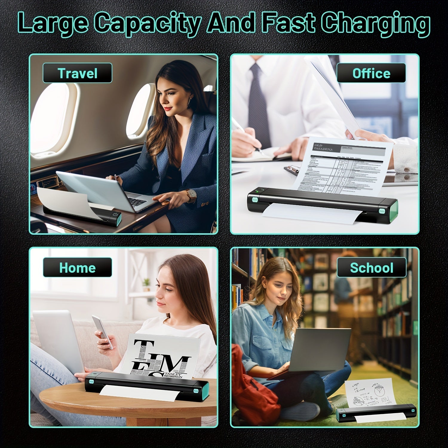 Portable Wireless Thermal Printer for Android iOS and Laptop US Letter Size