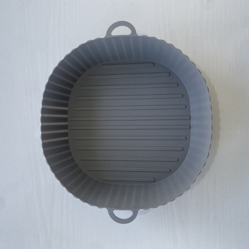 Havo fritöleri uchun silikon pishirish qog'ozi - yopishmaydigan, qayta ishlatiladigan, tutqichli ko'p maqsadli qoplama - 480°F gacha issiqlikka chidamli - plastik idish ushlagichni o'z ichiga oladi