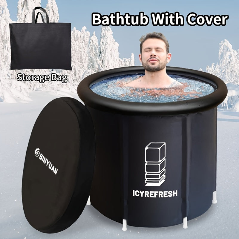 1 dona Katta Muzli Vanna Sportchilar uchun Qopqoq bilan, 105 Gallon (400L) Portativ Sovuq Suv Vannasi Tashqi Saqlash uchun Saqlash Sumkasi bilan.