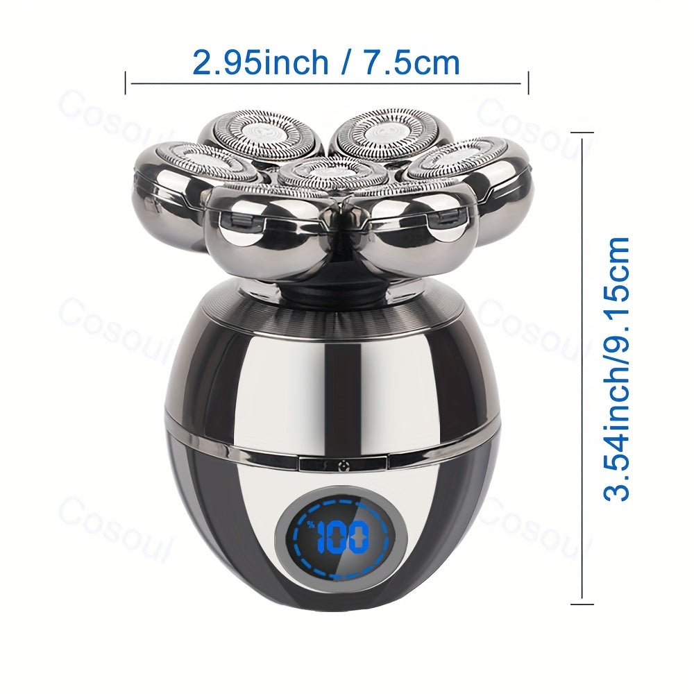 Electric shaver for bald men with 7 attachments 5-in-1 nose hair trimmer facial cleaner