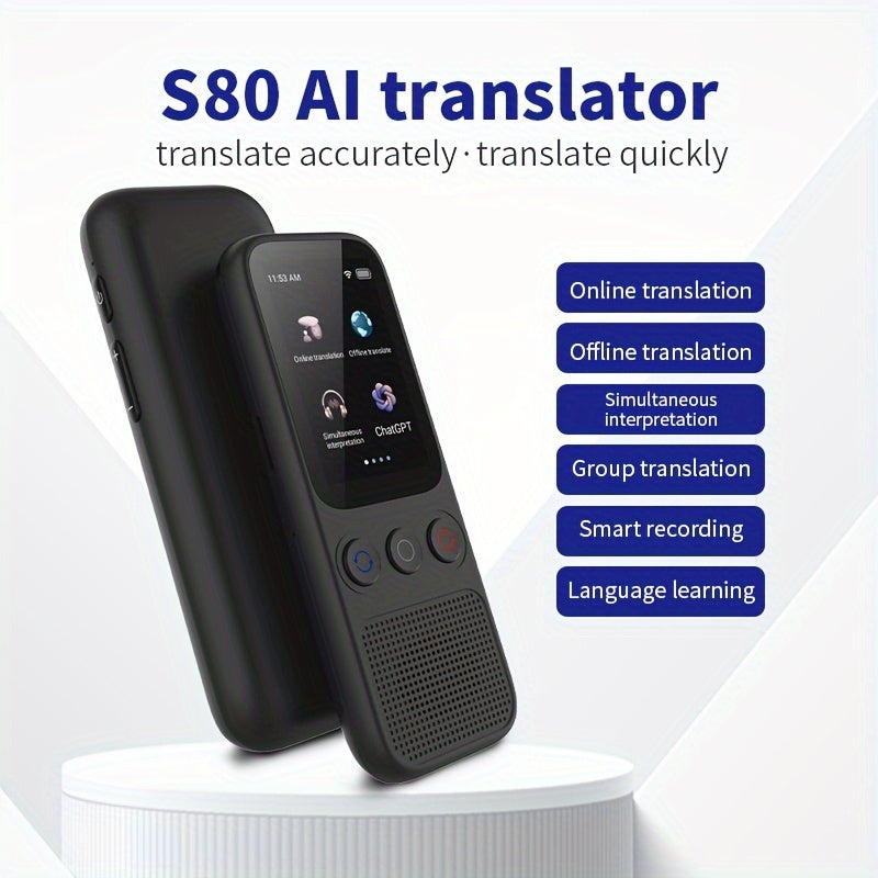 Two-Way Voice Translator Device for 138 Languages with HD Touch Screen for Travel Business and Study