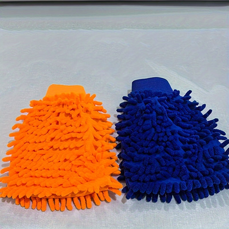 2-Pack Microfiber Car Wash Mitts Double-Sided Soft Cleaning Gloves