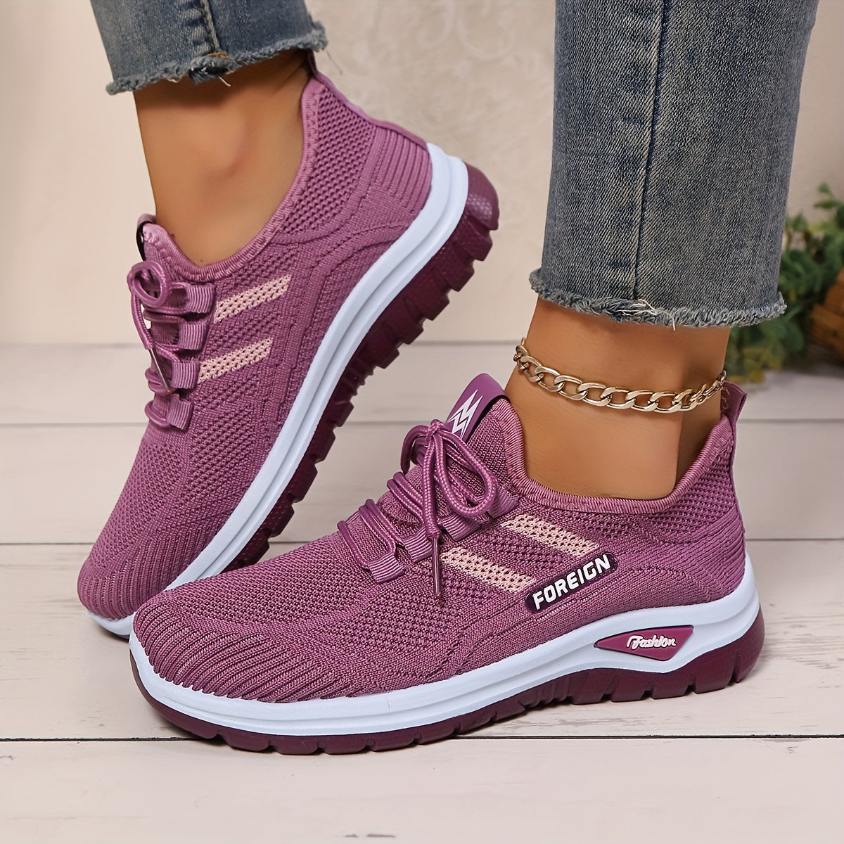 Women's Breathable Mesh Low-Top Sneakers for Running and Walking