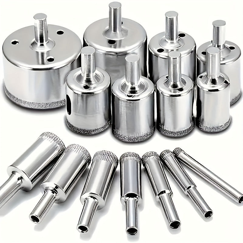 Set of 10 Diamond-Coated Drill Bits for Marble Glass Ceramic Porcelain