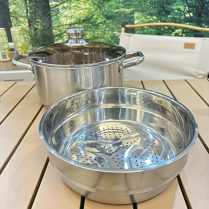 Zarif Sovg'a Qutisi Kiritilgan - Yuqori Sifatli Noxush Po'latdan Yasalgan Bug'lash Qozon To'plami, 1.8kg, Sabzavotlar, Dumplinglar, Sho'rvalar, Souslar uchun Ko'p Maqsadli - Barcha Pishirish Plitalari bilan Mos, Kerakli Oshxona Asbobi