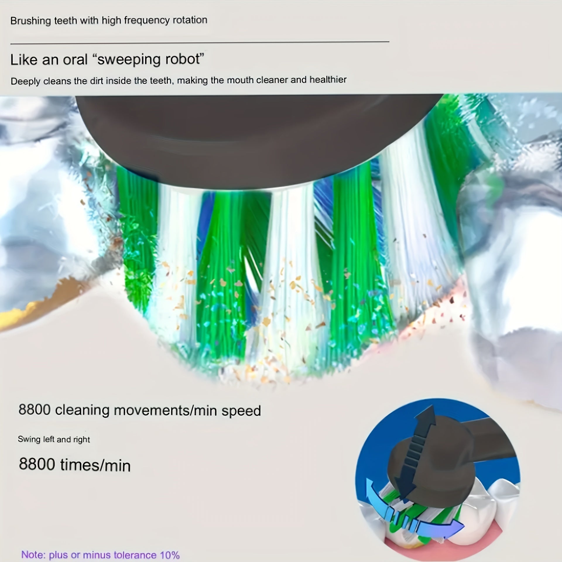 Electric Toothbrush for Adults with 5 Modes and 8 Rotatable Soft Bristle Heads in Black