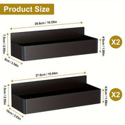 4PCS Magnetic Refrigerator Spice Racks Large Capacity Space-Saving Black