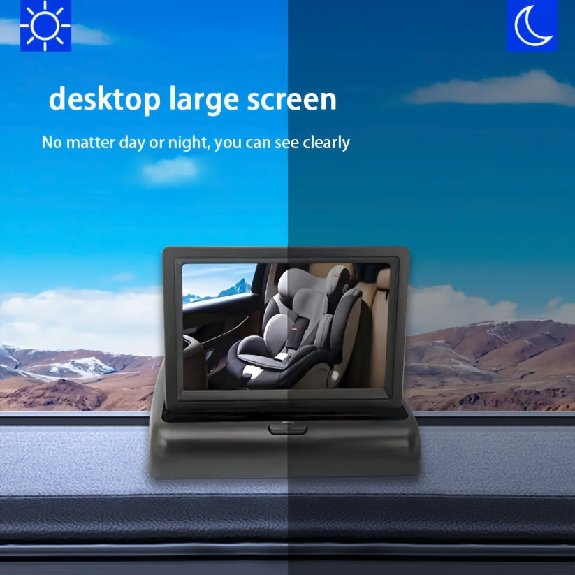 Car Night Vision Camera with 10.92cm Foldable 480p Monitor