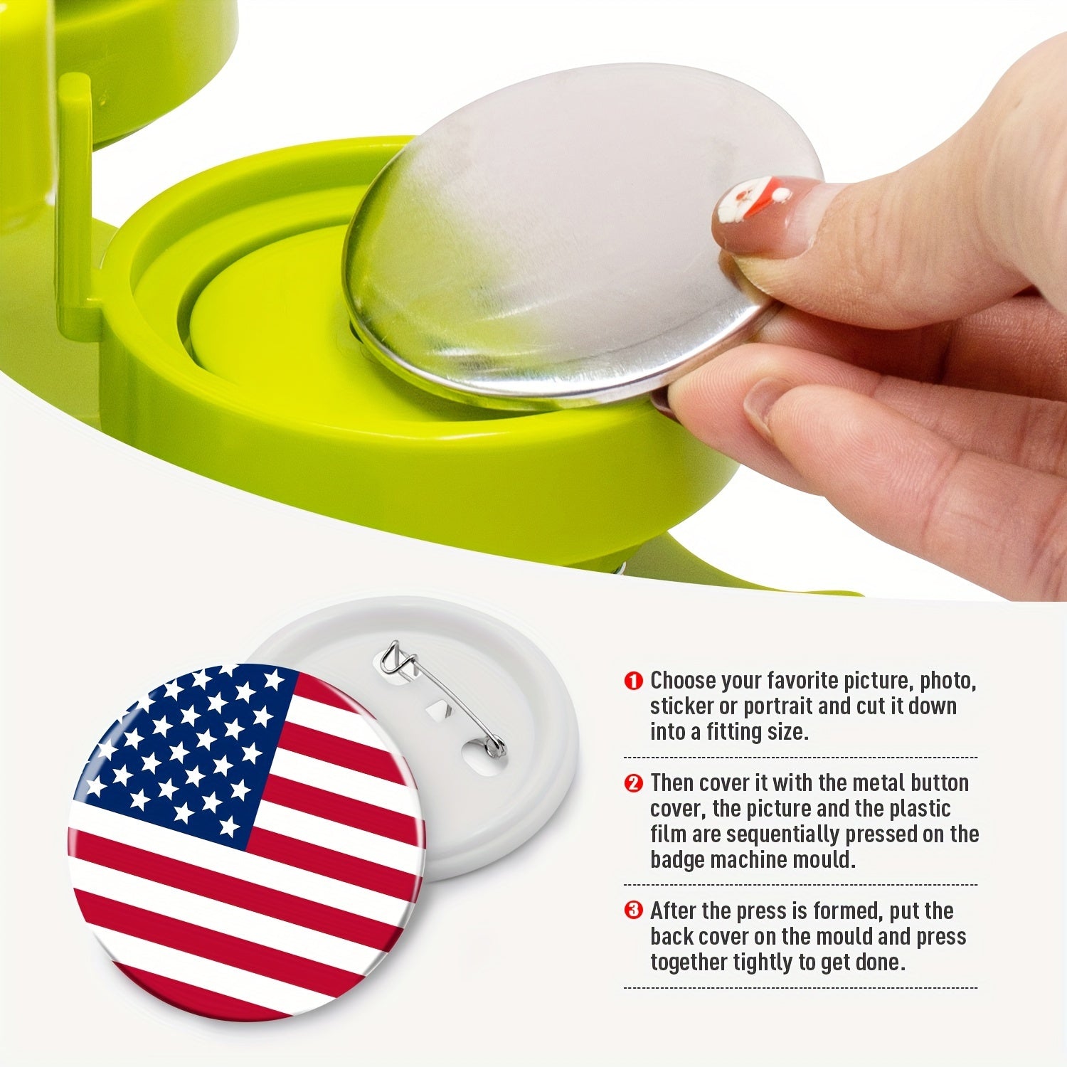 50 Sets of 58mm Round Button Parts for DIY Pin Making Plastic and Tinplate