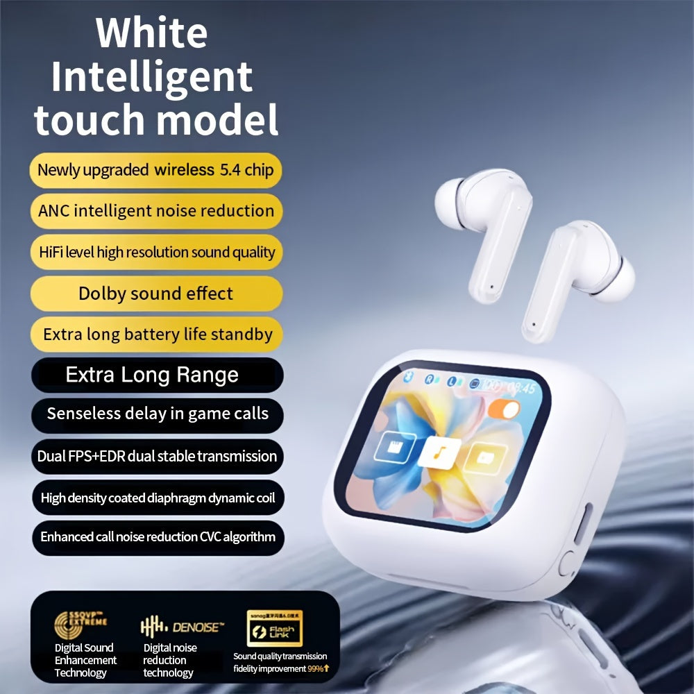 Wireless Smart LCD Touch Screen Headphones for Men and Women with Microphone and High-Quality Sound