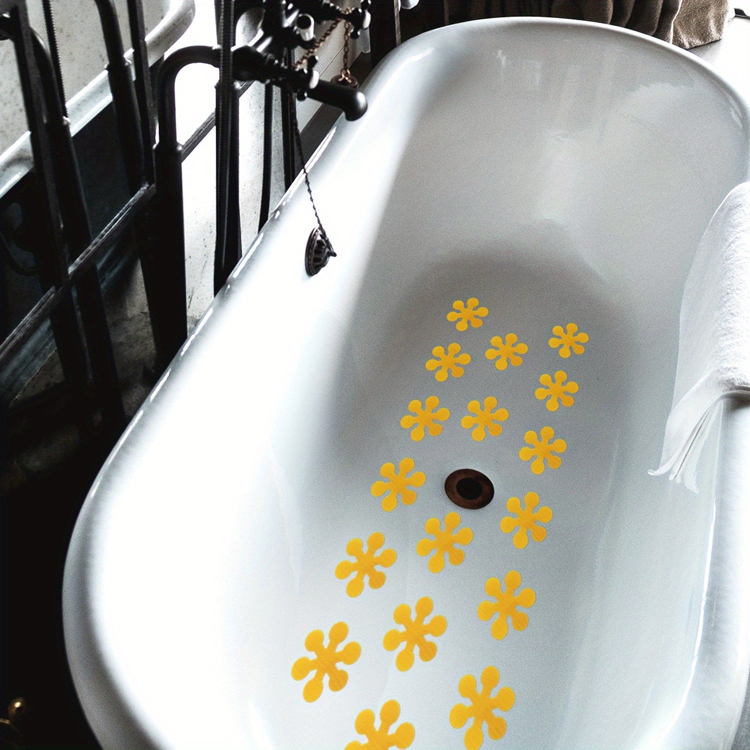 Set of 10 Yellow Snowflake Non-slip Shower Stickers for Bathroom Safety
