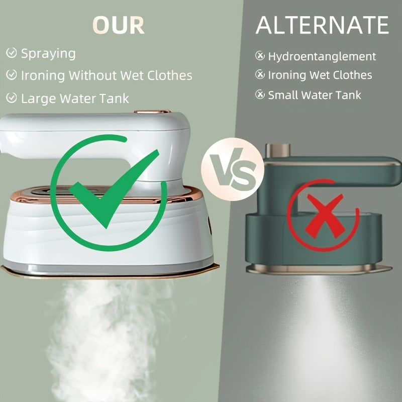 Plancha de ropa portátil en blanco y negro de 1200W, plancha de mano para ropa, ideal para hogar y viajes