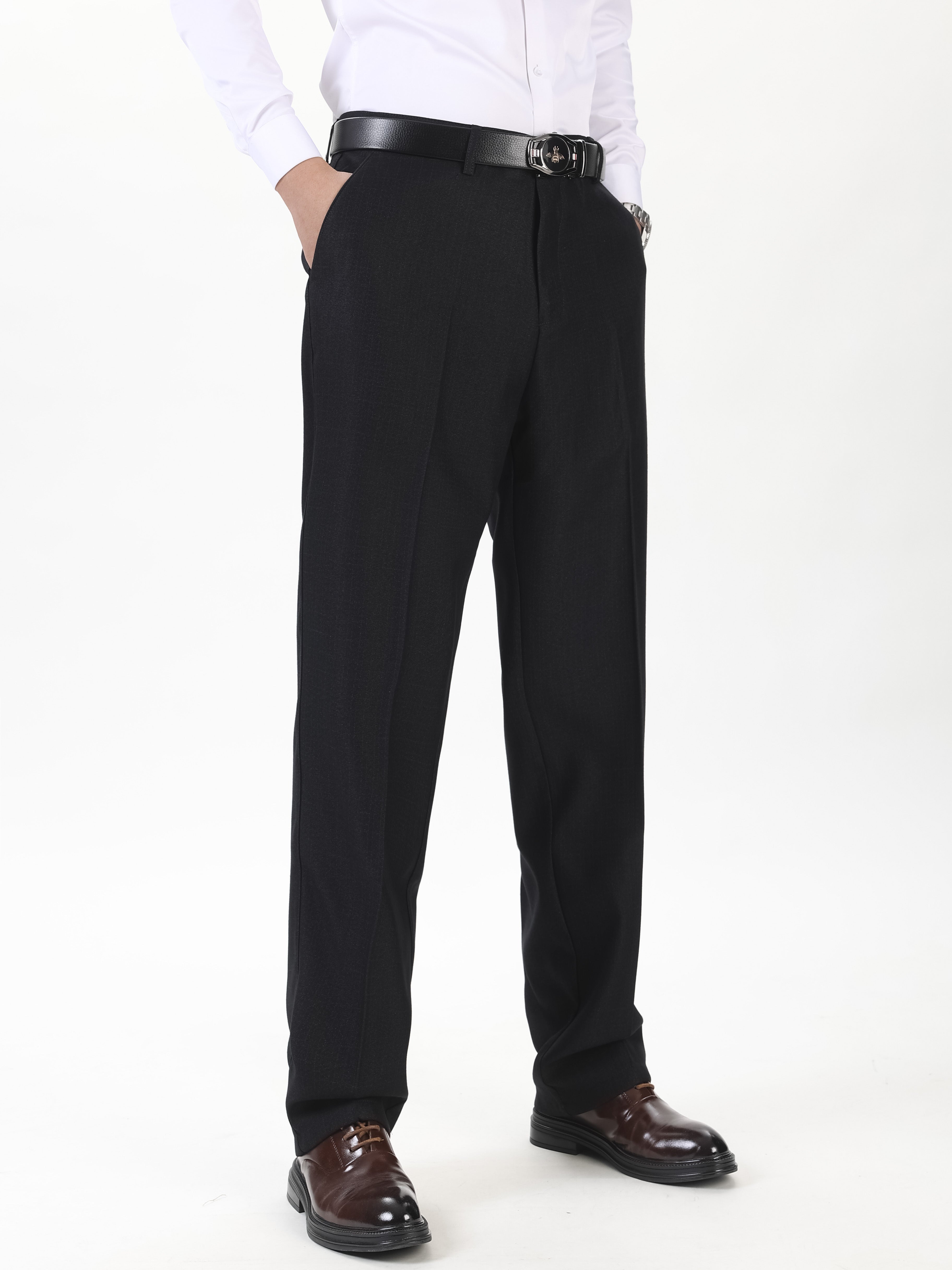 Plus Size Men's Slim Fit Dress Pants Solid Color Polyester Blend Straight Leg Business Casual 0XL-5XL