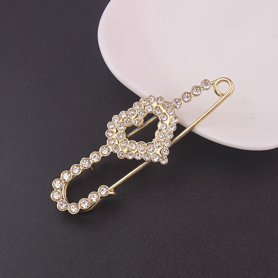 Set of 10 Elegant Faux Pearl and Rhinestone Brooches for Scarves and Cardigans