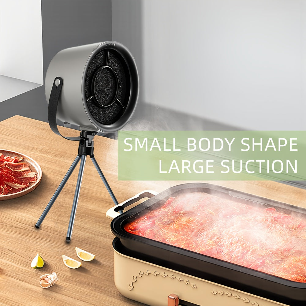 Katta suv tortish, oson tutun tozalash va issiq qozon va BBQ uchun sozlanadigan stend bilan portativ USB bilan ishlaydigan stol usti range hood.