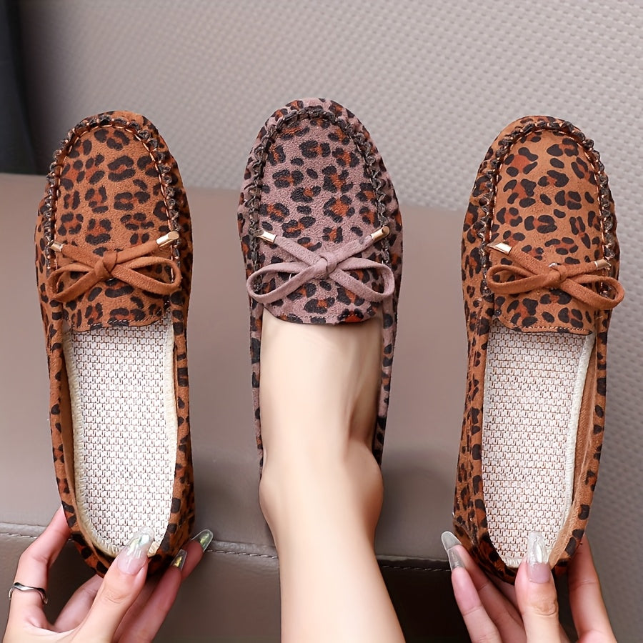 Women's Leopard Print Slip-On Loafers Lightweight Casual Non-Slip Shoes