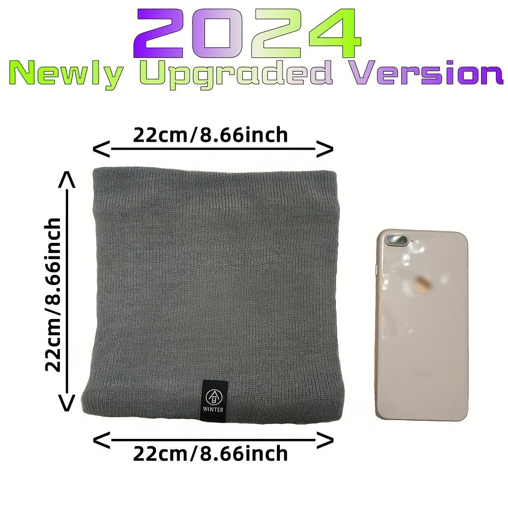 Fleece-Lined Neck Warmer Windproof Knit Scarf for Men Women Winter Solid Colors